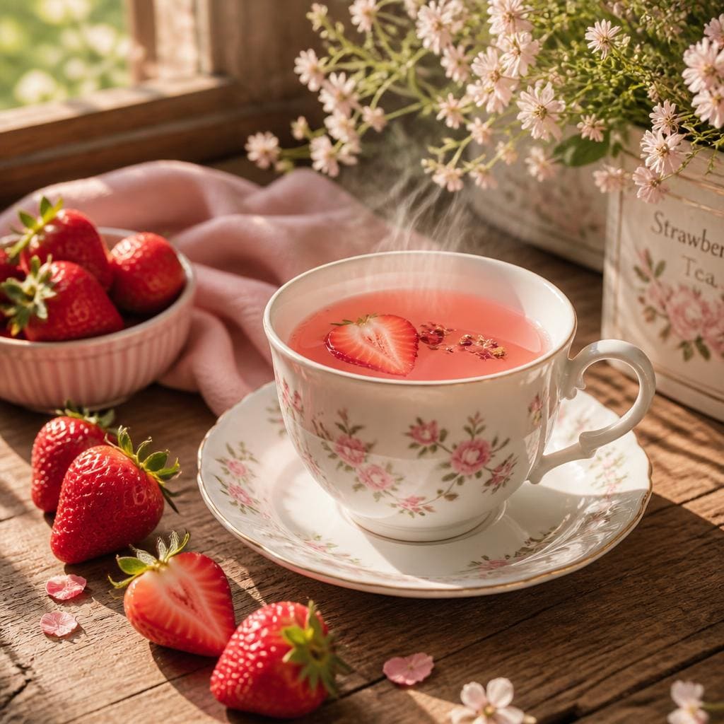 Strawberry Tea Warkop 84 minuman teh strawberry segar